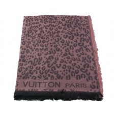 Eșarfă Louis Vuitton cu imprimeu leopard roz