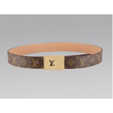 Curea Louis Vuitton cu monogramă și cataramă aurie cu logo