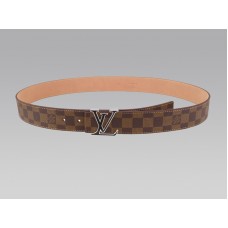 Curea Louis Vuitton Damier cu cataramă neagră și argintie