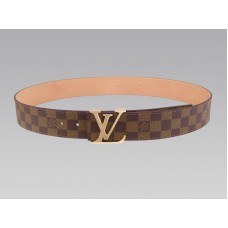 Curea Louis Vuitton Damier cu inițiale și cataramă aurie
