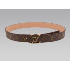Curea Louis Vuitton cu monogramă inițială și cataramă neagră și aurie