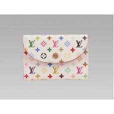 Port-cărți de vizită Louis Vuitton Monogram Multicolore White Litchi