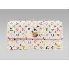 Portofel Louis Vuitton Monogram Multicolore Sarah alb, Litchi