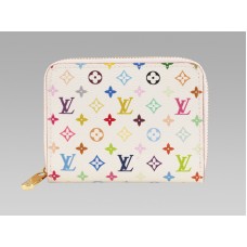 Portofel Louis Vuitton Monogram Multicolore White Zippy cu fermoar, litchi