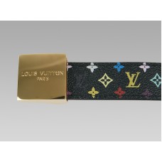 Curea Louis Vuitton Cut Neagră Multicoloră Cataramă Aurie
