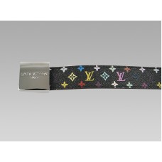 Curea Louis Vuitton Cut Neagră Multicoloră cu cataramă argintie