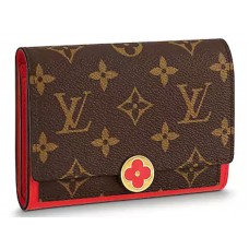Portofel Louis Vuitton Flore Compact Monogram Canvas Coquelicot m64587