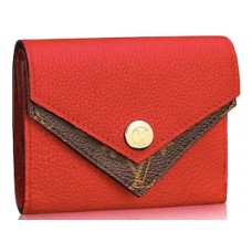 Portofel compact Louis Vuitton Monogram Taurillon din piele cu dublu V Rubis m64419