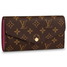 Portofel Louis Vuitton Sarah cu monogramă din pânză fuchsia m62234