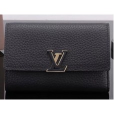 Portofel compact Capucines din piele Louis Vuitton Taurillon Noir m62157