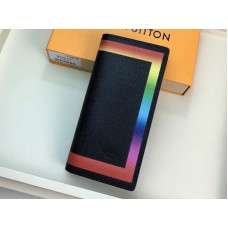 Portofel Louis Vuitton Taiga din piele Brazza, cu finisaje colorate, negru m32572