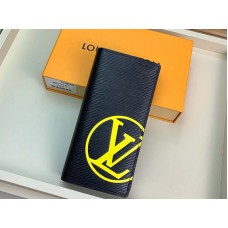 Portofel Louis Vuitton Epi Leather Brazza negru cu inițiale galbene m67910